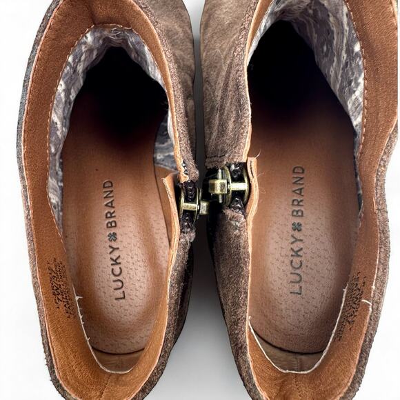 Lucky Brand Brolley Suede Genuine Leather Western Ankle Boots Booties 7 W Wide - Picture 9 of 11